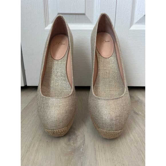 J CREW Seville Espadrille Gold/Tan Wedges Sz 9 - Picture 3 of 6